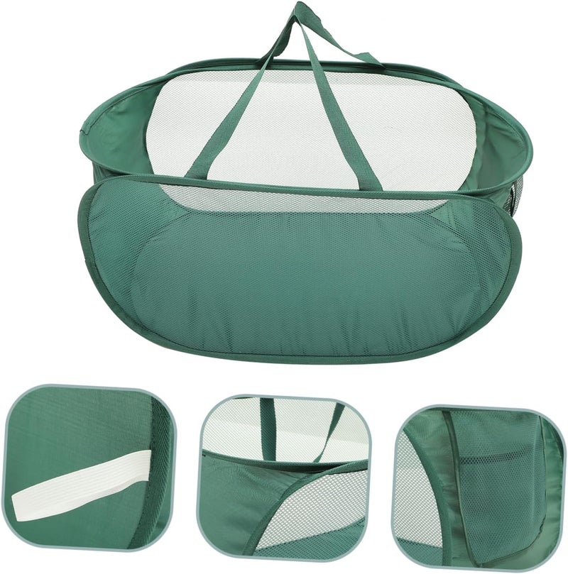 Household Large-capacity Foldable Laundry Hamper for Clothes Versatile Storage Basket for Toys and More Space-saving Organizer Comfortable Handles Design Green - Image 2