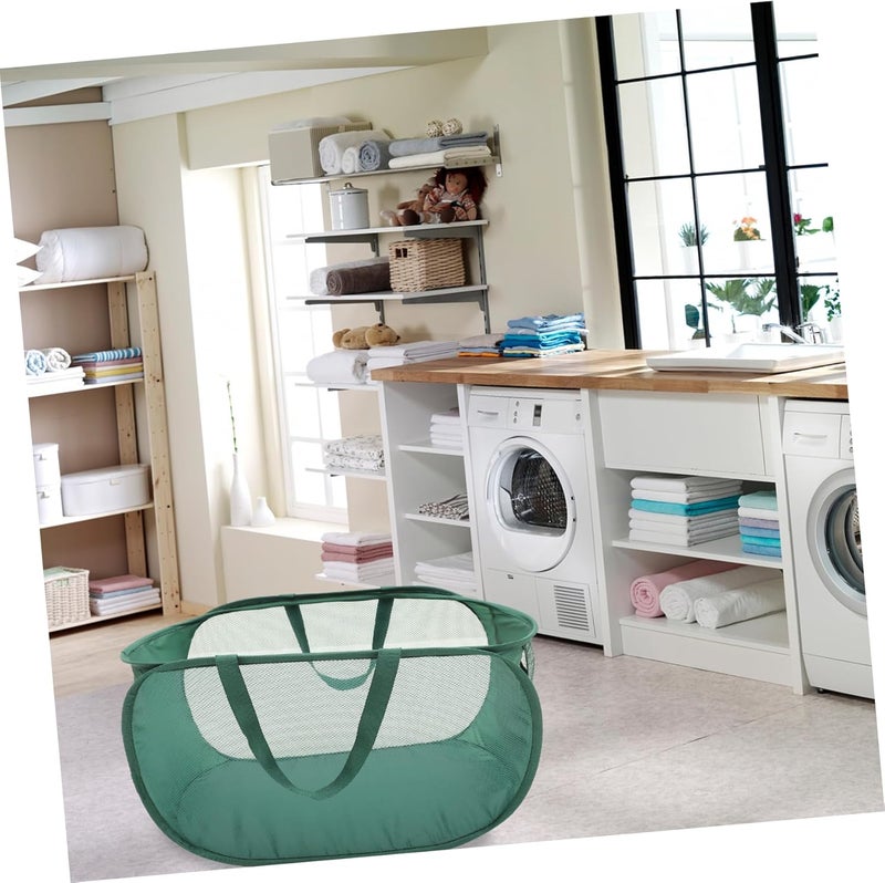 Household Large-capacity Foldable Laundry Hamper for Clothes Versatile Storage Basket for Toys and More Space-saving Organizer Comfortable Handles Design Green - Image 4