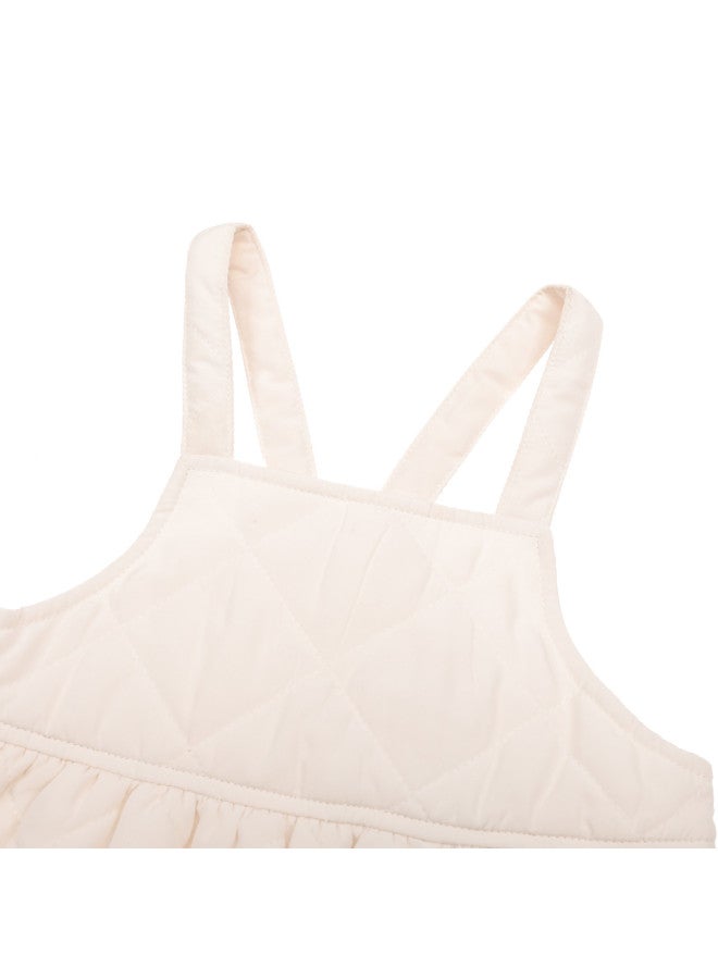 Zara japanese-style Minimalist Solid Color Quilted Diamond Grid Pinafore Dress For Kids - Image 4