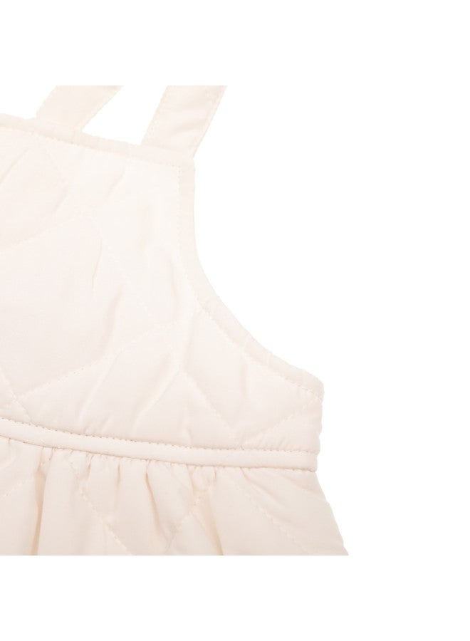 Zara japanese-style Minimalist Solid Color Quilted Diamond Grid Pinafore Dress For Kids - Image 5