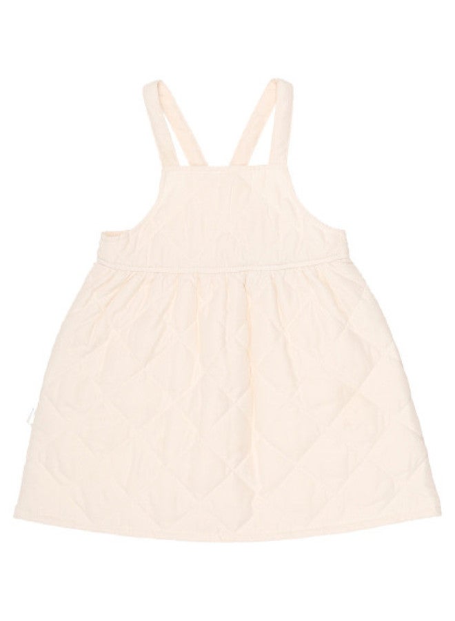 Zara japanese-style Minimalist Solid Color Quilted Diamond Grid Pinafore Dress For Kids - Image 1