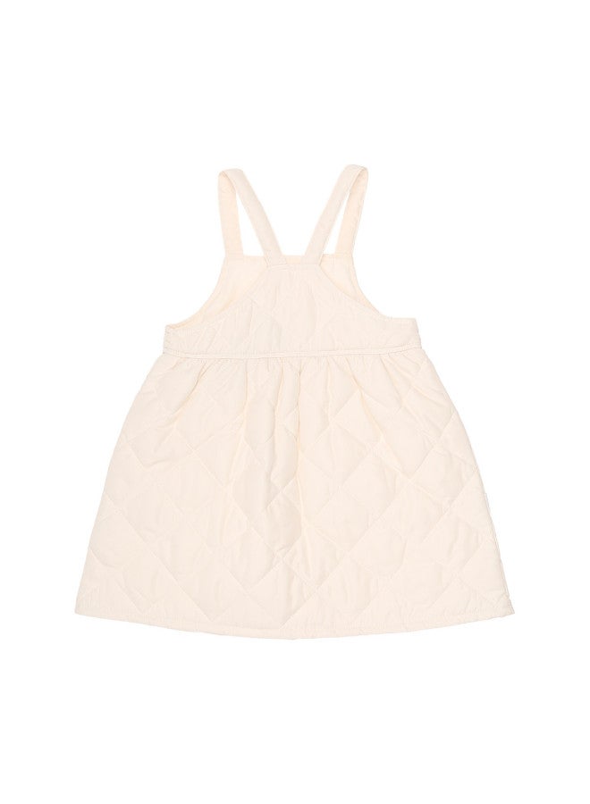 Zara japanese-style Minimalist Solid Color Quilted Diamond Grid Pinafore Dress For Kids - Image 3