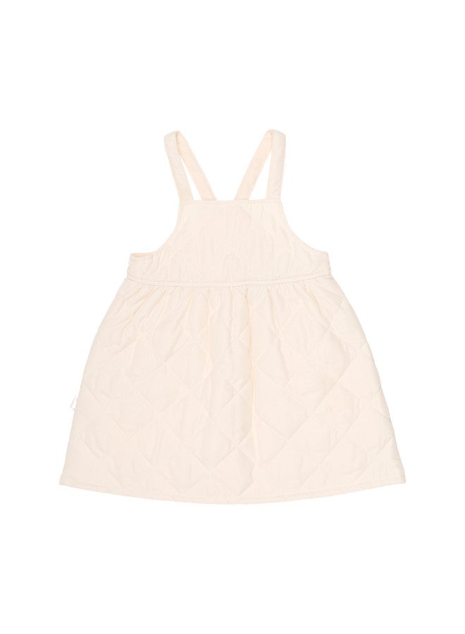 Zara japanese-style Minimalist Solid Color Quilted Diamond Grid Pinafore Dress For Kids - Image 2