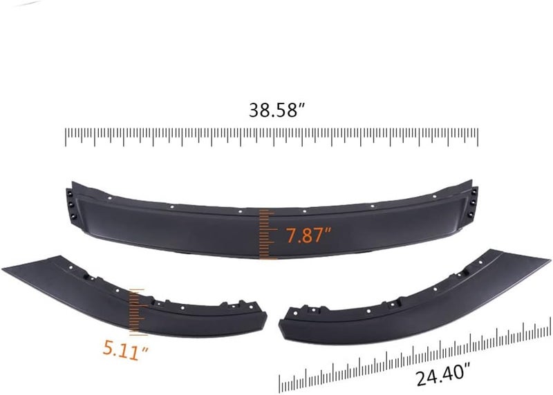 SCITOO 3 قطع شفة المصد الأمامي متوافقة مع 2013-2014 لفورد موستانج شفة سبويلر أمامية باللون الأسود غير اللامع (PP) بلاستيك - Image 3
