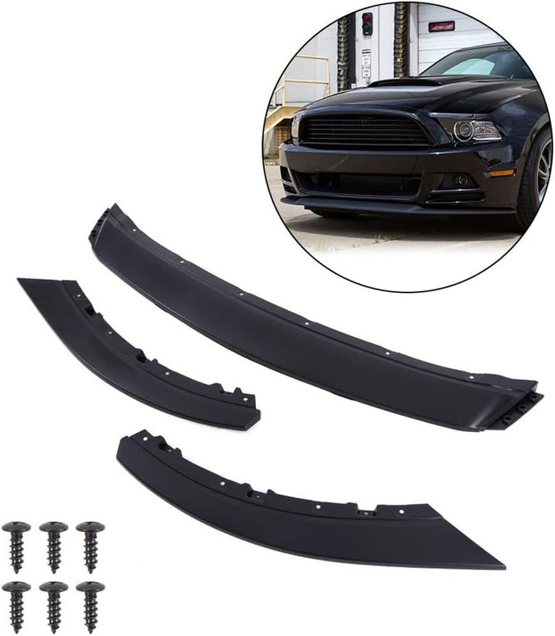 SCITOO 3 قطع شفة المصد الأمامي متوافقة مع 2013-2014 لفورد موستانج شفة سبويلر أمامية باللون الأسود غير اللامع (PP) بلاستيك - Image 2
