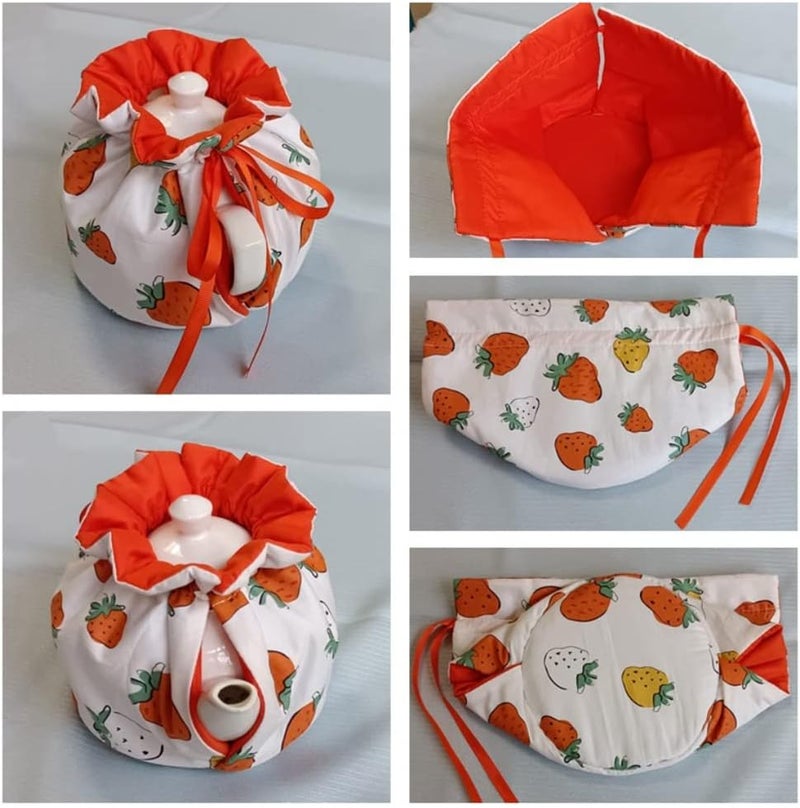Yangshine Vintage Handmade Tea Cozy, Nature Cotton Teapot Dust Proof Cover Insulated Kettle Tea Warmer for Home Kitchen Decor Tea Cozies for Hotel Restaurant Tea Party - Image 3