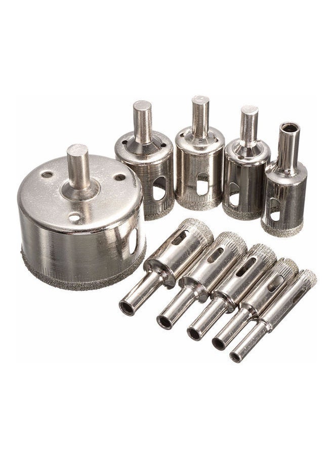 NIBEMINENT - 10-Piece Diamond Drill Bit Set Silver - Image 1