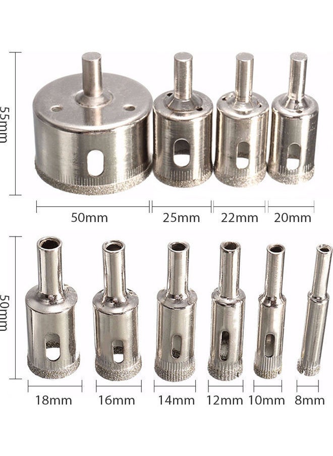 NIBEMINENT - 10-Piece Diamond Drill Bit Set Silver - Image 1