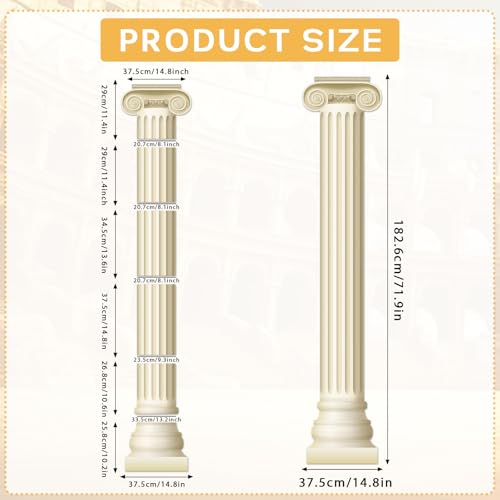 Yiaoyinnz 4Pcs Greek Party Wall Decorations Greek Columns Cardboard Pillars Cutouts Ancient Greek Party Decor for Birthday Medieval Renaissance Wall Photo Backdrop Photography Background Supplies - Image 3