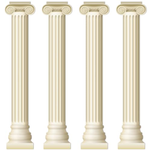 Yiaoyinnz 4Pcs Greek Party Wall Decorations Greek Columns Cardboard Pillars Cutouts Ancient Greek Party Decor for Birthday Medieval Renaissance Wall Photo Backdrop Photography Background Supplies - Image 1