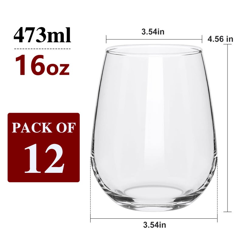 Datttcc 12 pack Stemless Wine Glasses,wine glasses set of 12,16oz wine glass For High-end Banquet, Large Wine Glasses,Party, Bar,Wedding,Ideal Wine Accessories Gift - Image 2