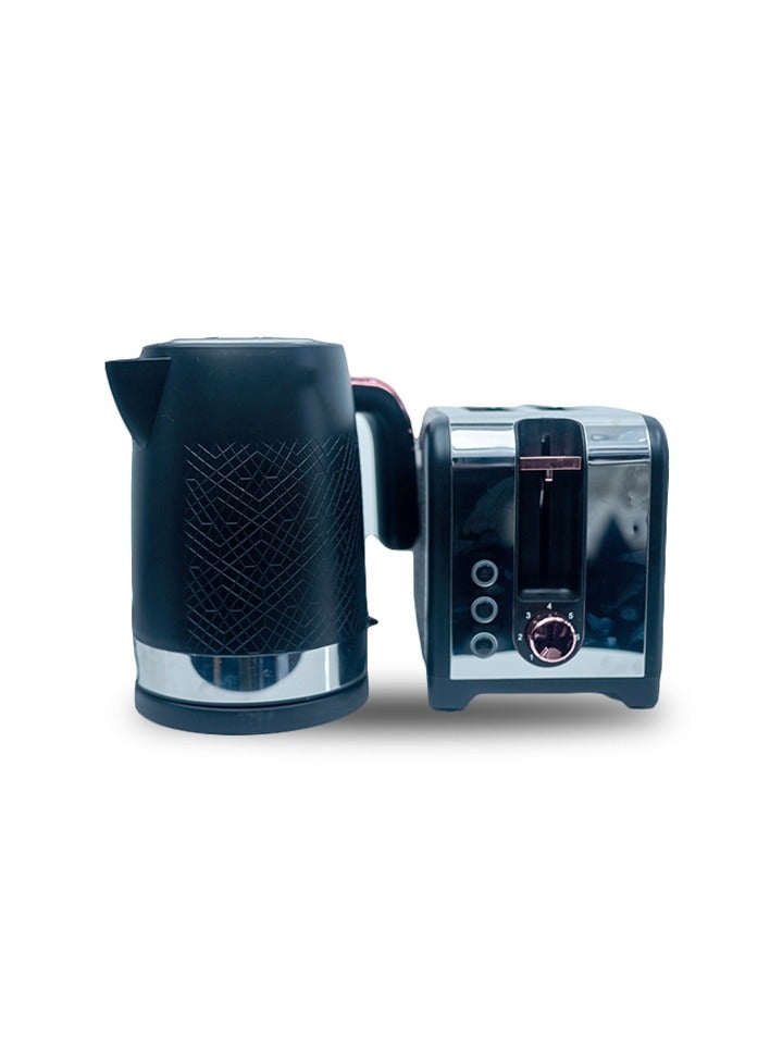 oaster & Kettle R.19000 Set – Stylish Electric Kettle with Matching Toaster, Rapid Boil & Adjustable Toasting Levels, Perfect Breakfast Combo for Home & Office  - Image 1