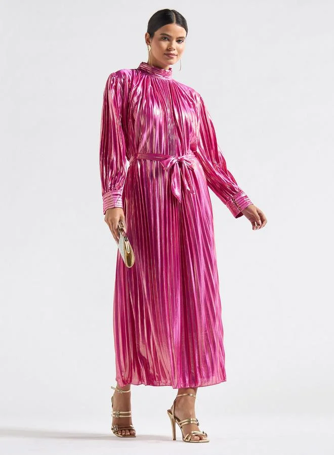 Splash FAV Pleated Metallic Dress