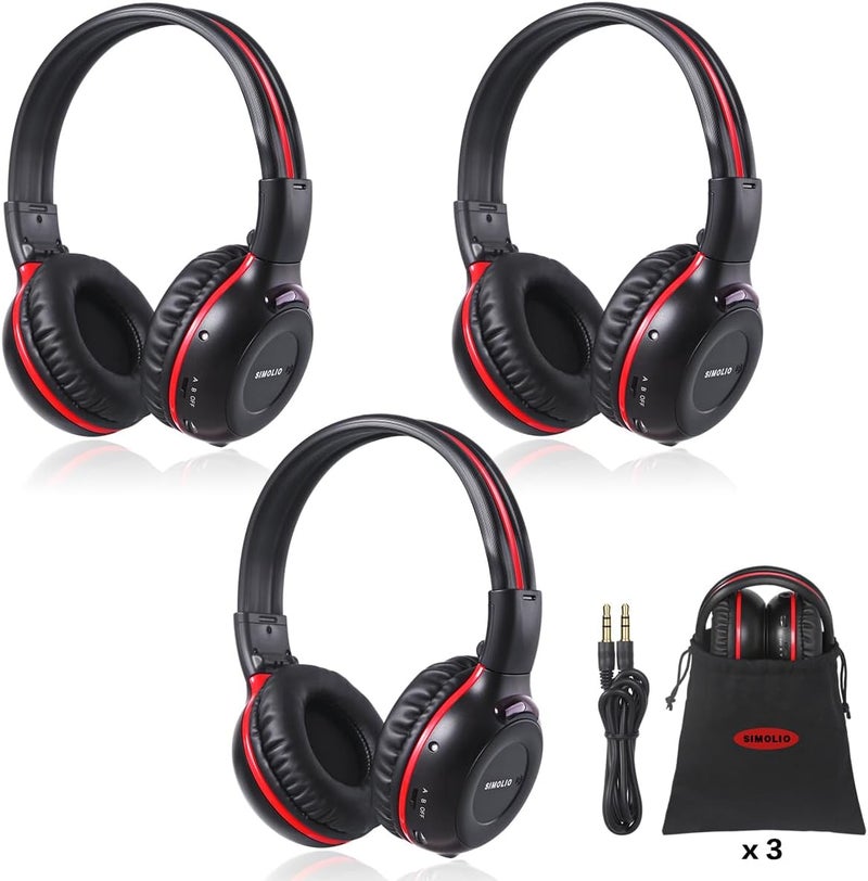 SIMOLIO 3 Pack Wireless IR Headphones for Car Entertainment - Image 1