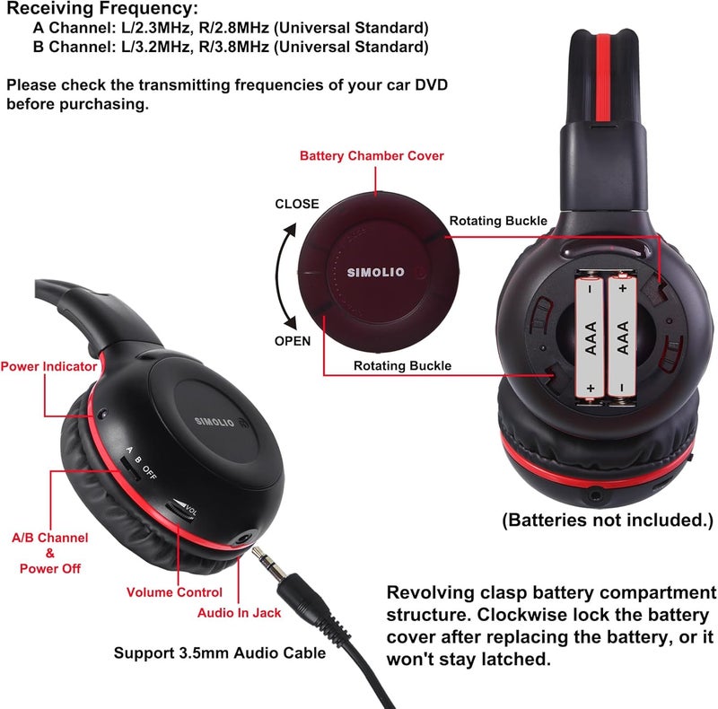 SIMOLIO 3 Pack Wireless IR Headphones for Car Entertainment - Image 2