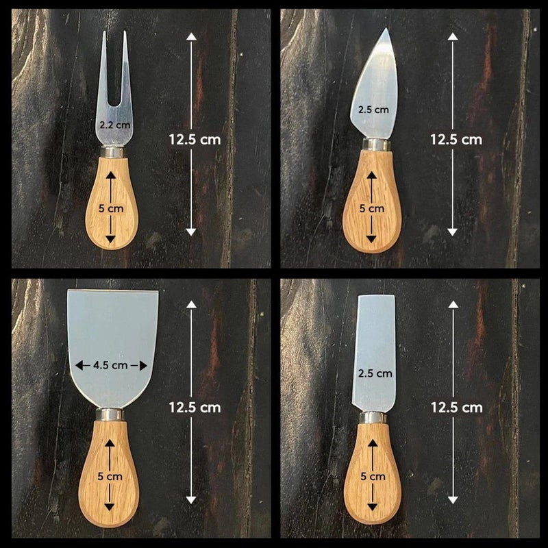 Generic Stainless Steel Cheese Knife Set, 4 Pieces, Wooden Handles .db - Image 2