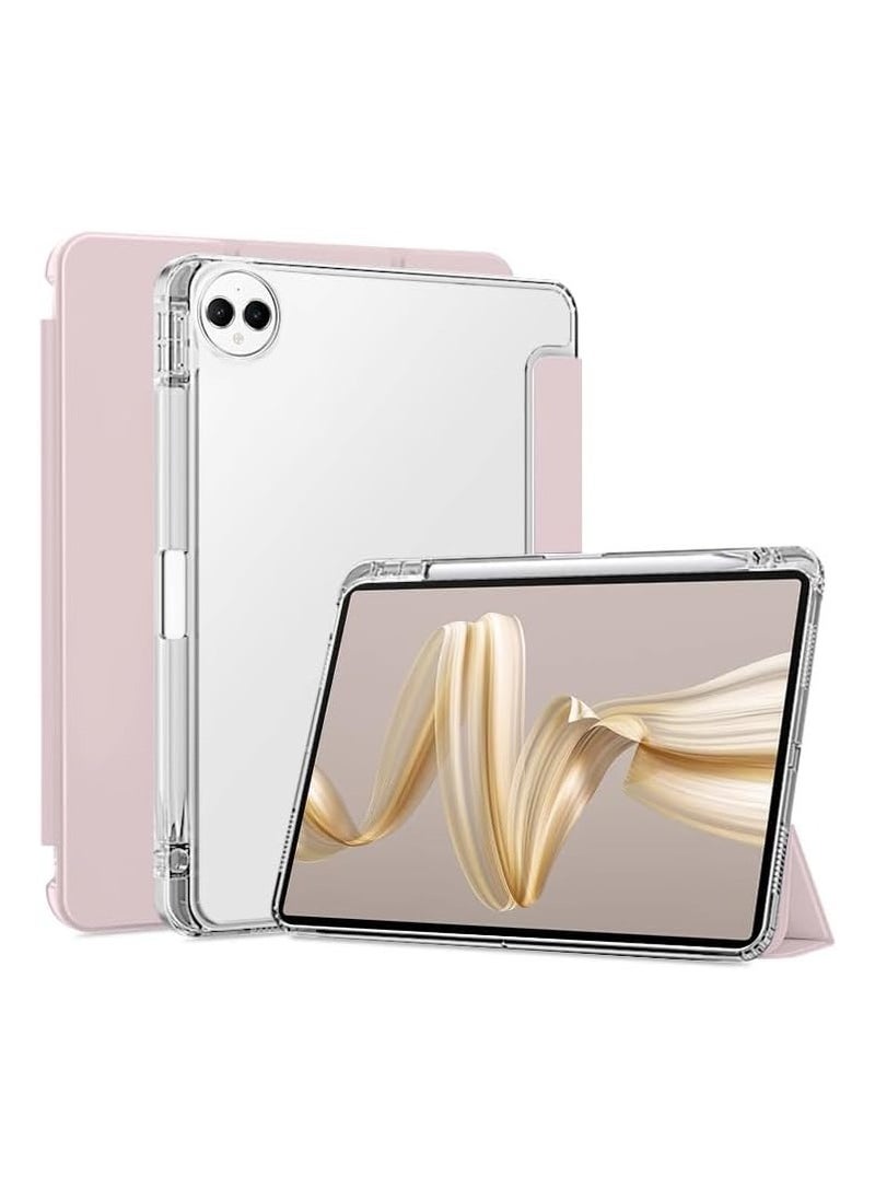 غطاء متوافق مع Huawei MatePad Pro مقاس 12.2 بوصة 2024 (MRO-W00/W10)، غطاء رفيع من TPU مع حامل للقلم ووظيفة التفعيل/النوم التلقائي، غطاء خلفي صلب وشفاف ذكي مع وظيفة حامل.