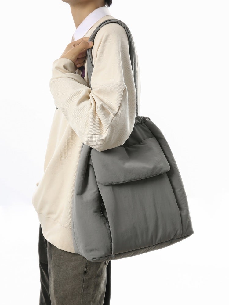 Solid Color Cotton Bag Tote Bag Large Capacity Simple Lightweight Commuter Women'S Bag Student School Bag Hand Carrying Shoulder Bag - Image 3