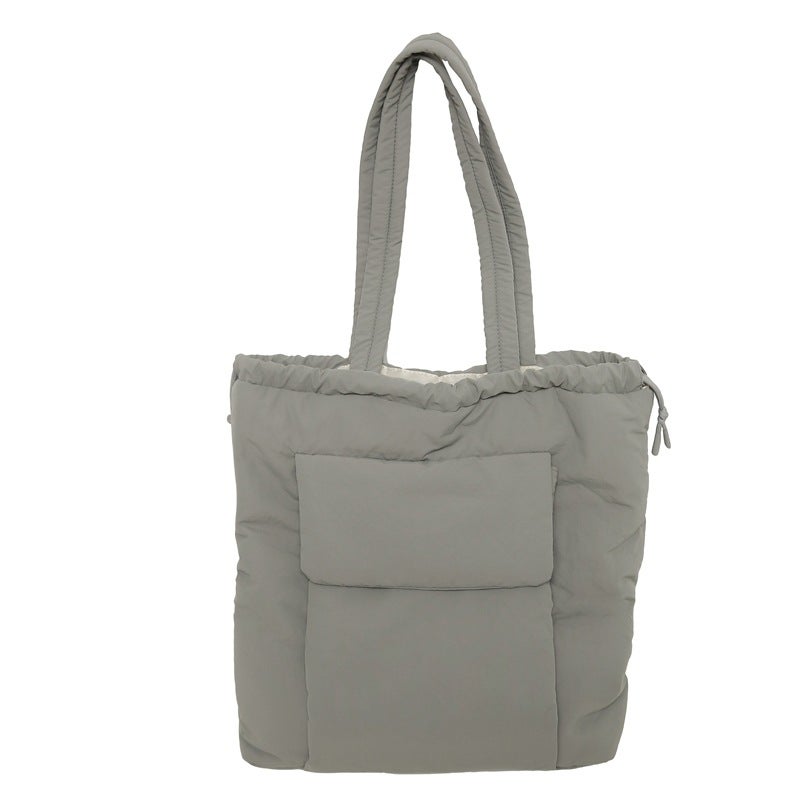 Solid Color Cotton Bag Tote Bag Large Capacity Simple Lightweight Commuter Women'S Bag Student School Bag Hand Carrying Shoulder Bag - Image 1