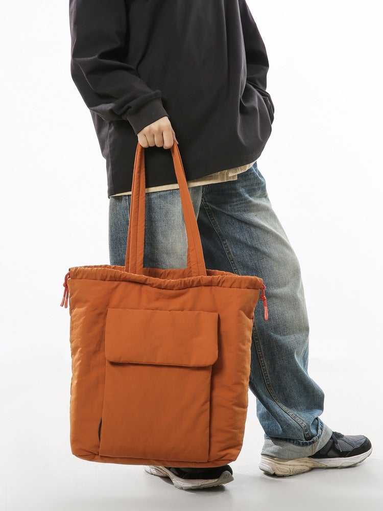 Solid Color Cotton Bag Tote Bag Large Capacity Simple Lightweight Commuter Women'S Bag Student School Bag Hand Carrying Shoulder Bag - Image 5