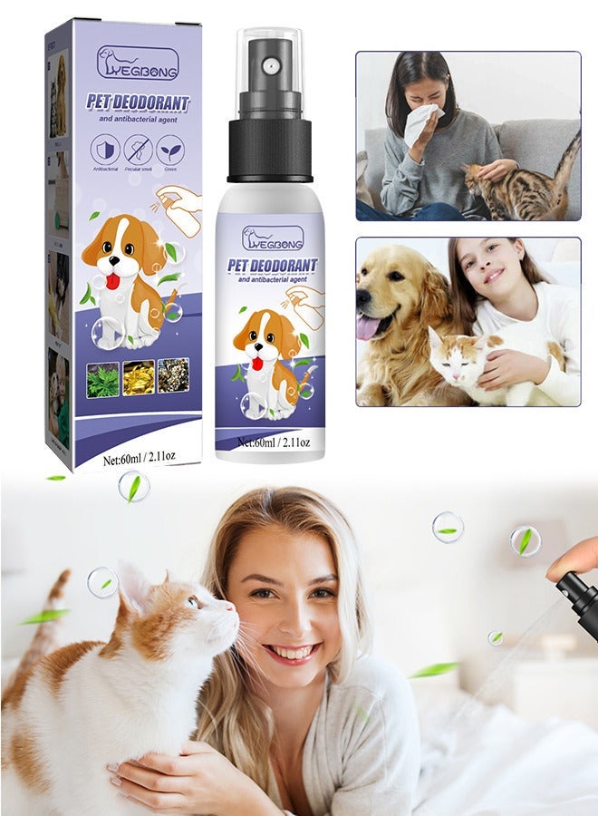 Generic 60ml Pet Odor Eliminator Deodorant Spray for All Dogs and Cats Smells Deodorizer Clean Refreshes and Deodorizes Carpet Furniture Bedding Urine - Image 1