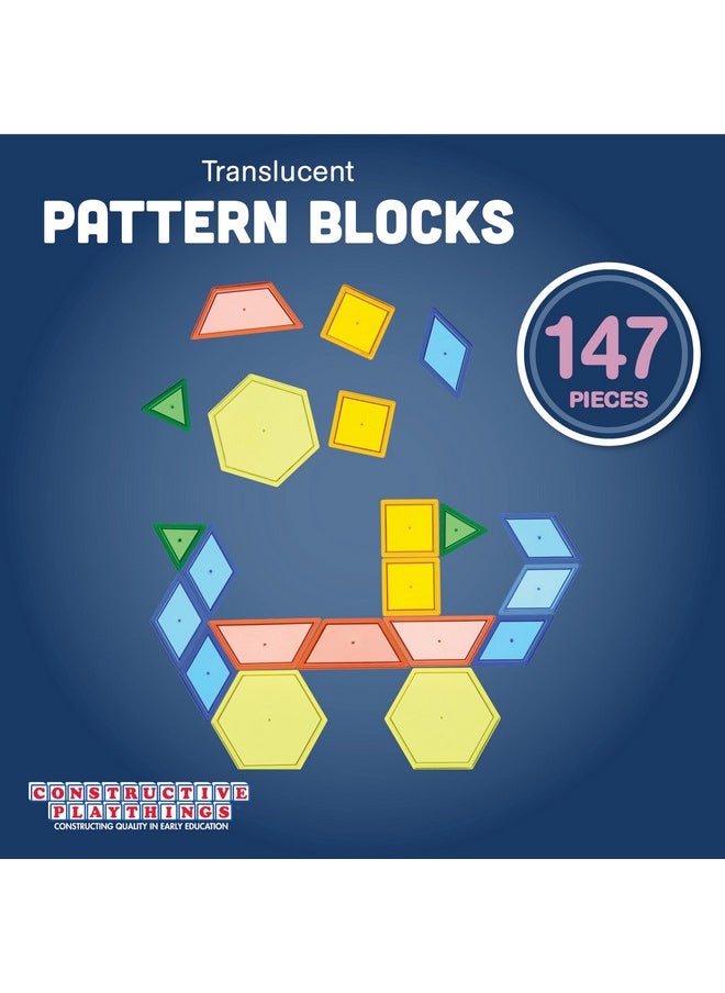 Constructive Playthings Translucent Pattern Blocks, Light Table Manipulatives, Stem Toys, Sensory Play, Create, Build And Design, Color Exploration, Set Of 147 Blocks, Toys For Kids 3 Years And Up  - Image 2