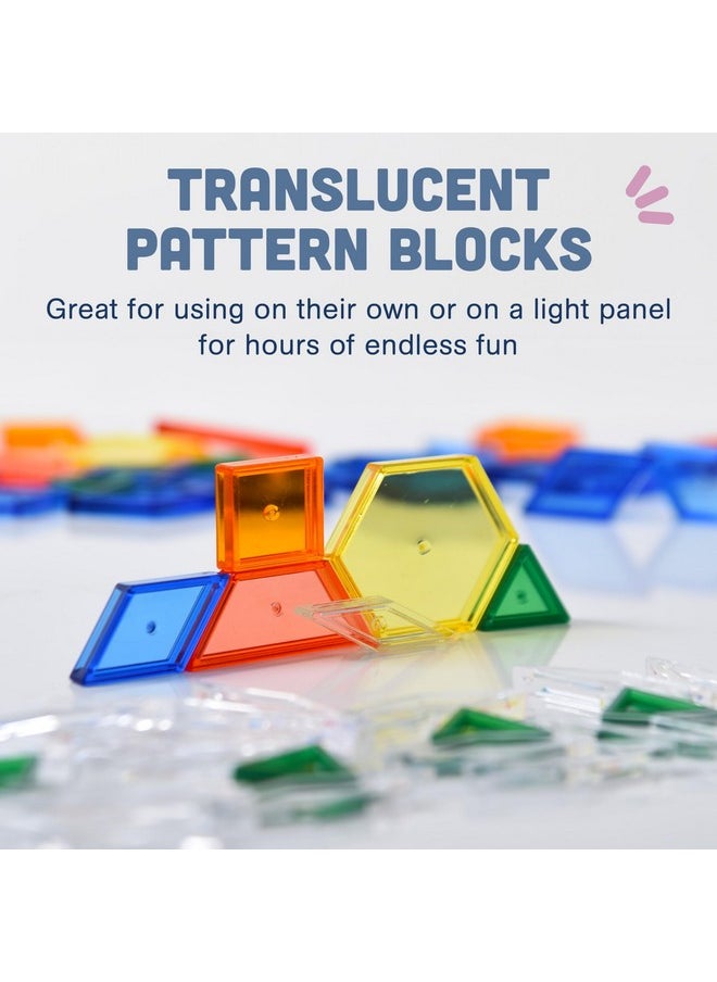 Constructive Playthings Translucent Pattern Blocks, Light Table Manipulatives, Stem Toys, Sensory Play, Create, Build And Design, Color Exploration, Set Of 147 Blocks, Toys For Kids 3 Years And Up  - Image 3