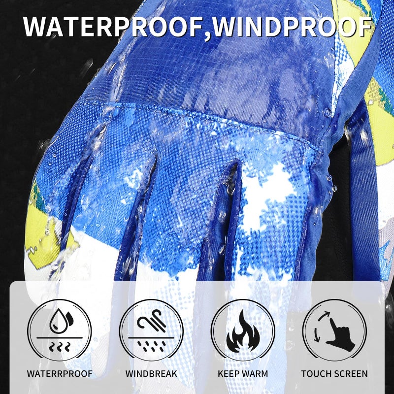Odtmger Ski Gloves,Winter Waterproof & Warm Snow Gloves for Parent Child Kids-Skiing,Cycling,Motorcycle,Running - Image 2