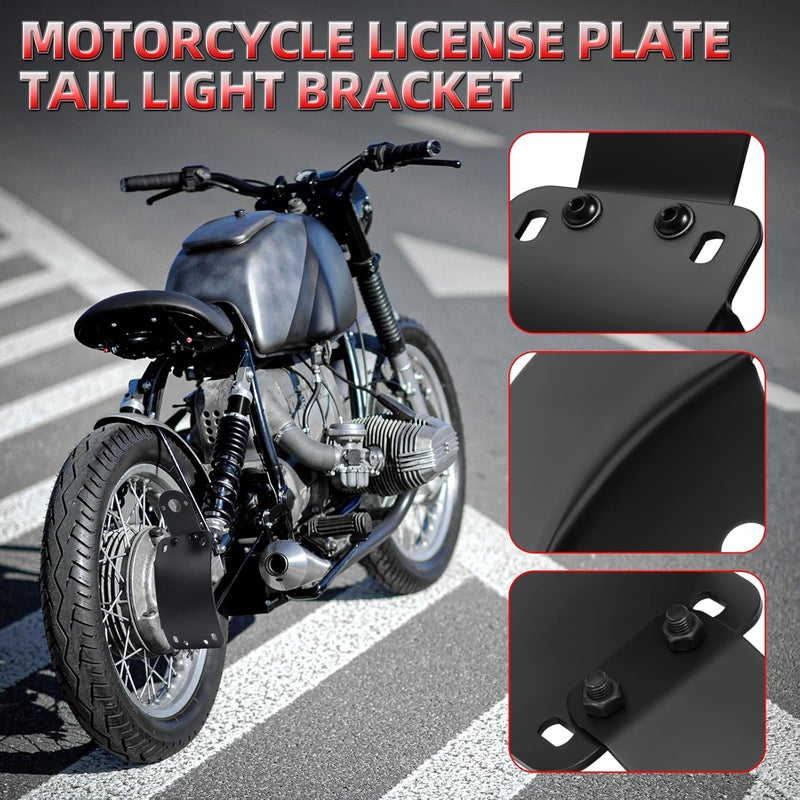 Amazicha 1" Axle Hole Curved Side Mounted License Plate Bracket Holder for Harley Sportster Bobber Chopper - Image 2
