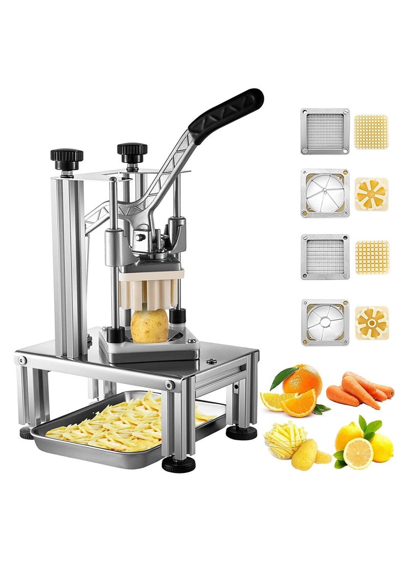LETWOO LETWOO Commercial French Fry Cutter with 4 Replacement Blades 1/4 and 3/8 Blade Easy Dicer Chopper 6Wedge Slicer and 6Wedge Apple Corer Lemon Potato Cutter for French Fries with Extended Handle  - Image 1