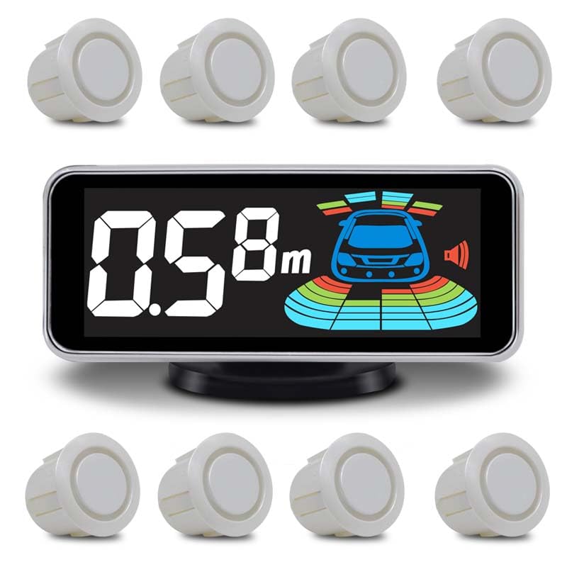 ELSNU Backup Parktronic System Car Auto Vehicle Reverse with 8 Parking Sensors kit Distance Detection LCD Distance Display Sound Warning … - Image 1