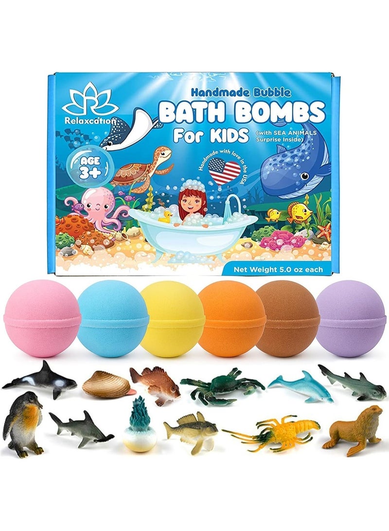 Bath Bombs for Kids Surprise Toys Inside SEA Animals - Ocean Toys Like Shark or Jellyfish | Natural Safe Bath Bombs Gift Set for Girls & Boys - Multicolored Organic Bubble Bath - Image 2