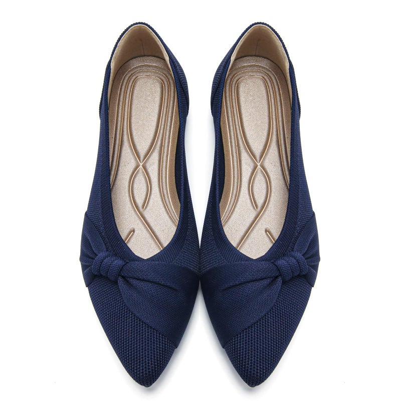 HIULYCENCE Pointed Toe Flats for Women Ballet Flats Comfortable Dressy Knit Lightweight Casual for Work Office Womens Flats Navy US8.5 - Image 1