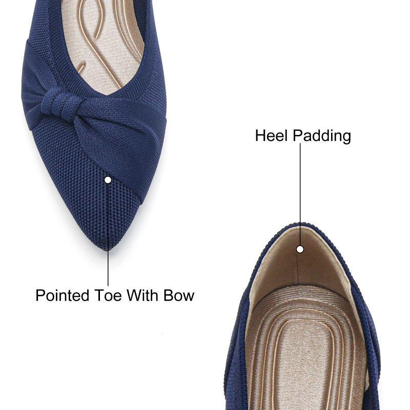 HIULYCENCE Pointed Toe Flats for Women Ballet Flats Comfortable Dressy Knit Lightweight Casual for Work Office Womens Flats Navy US8.5 - Image 4