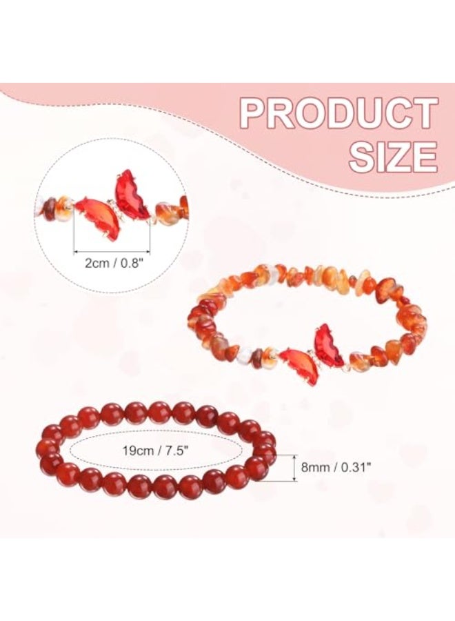 PAWSONIFY 2 PCS Crystal Beaded Bracelets, Natural Gemstone  8mm Crystal Beaded Bow Gemstone Bead Ladies Girls Bracelets Protection Lucky - Image 2
