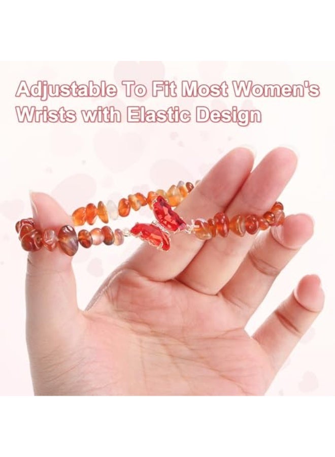 PAWSONIFY 2 PCS Crystal Beaded Bracelets, Natural Gemstone  8mm Crystal Beaded Bow Gemstone Bead Ladies Girls Bracelets Protection Lucky - Image 3