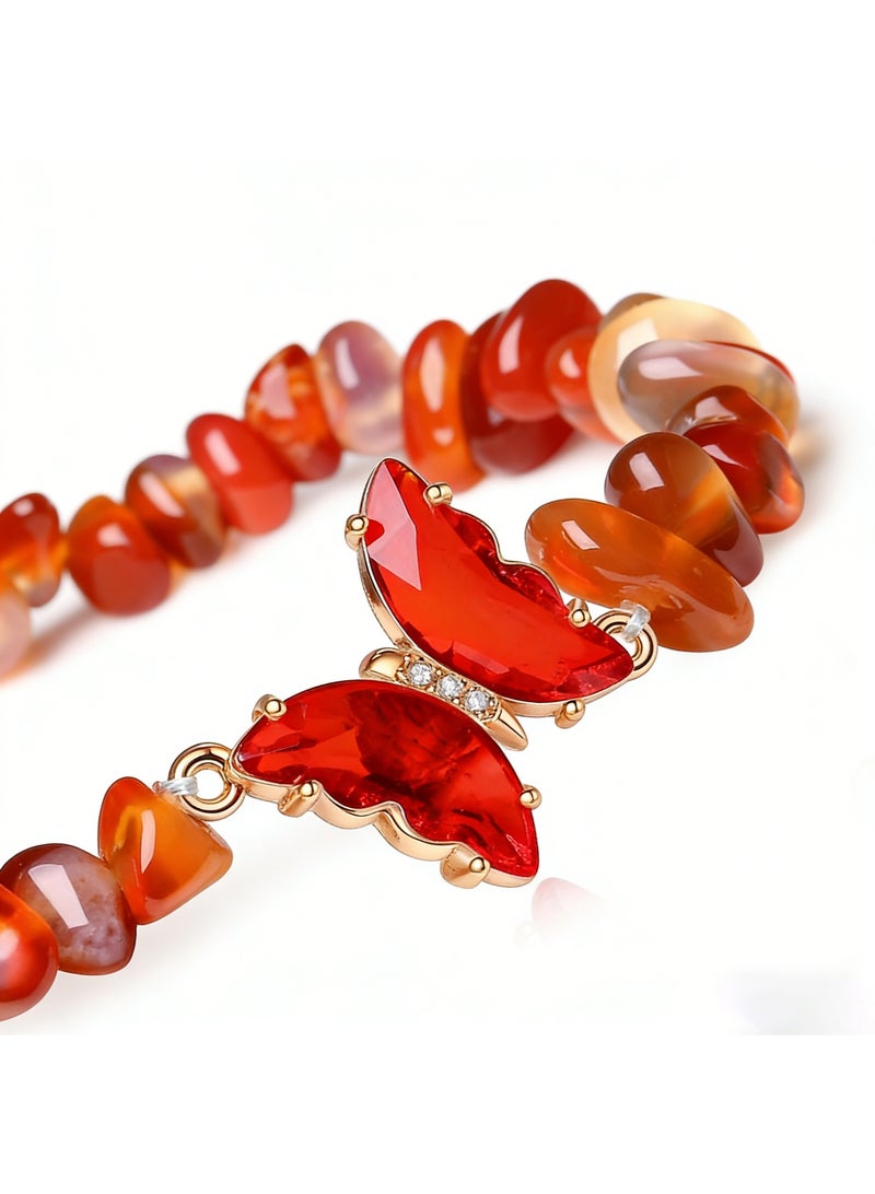 PAWSONIFY 2 PCS Crystal Beaded Bracelets, Natural Gemstone  8mm Crystal Beaded Bow Gemstone Bead Ladies Girls Bracelets Protection Lucky - Image 5