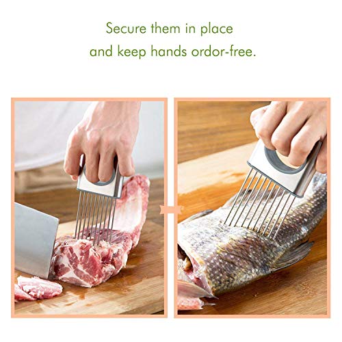 we3 Onion Holder Cutter Slicer Vegetable Tools Tomato Cutter Onion Holder for Slicing,Vegetable Potato Cutter Slicer Odor Eliminator Kitchen Gadgets - Image 5