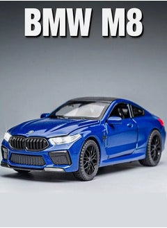 die cast 1:32 Compatible for BMW M8 Coupe Model Car Toy, Zinc Alloy Pull Back Toy car with Sound and Light for Kids & Adults (Blue)  - Image 1