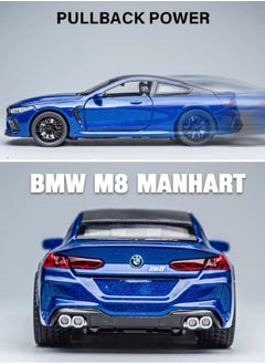 die cast 1:32 Compatible for BMW M8 Coupe Model Car Toy, Zinc Alloy Pull Back Toy car with Sound and Light for Kids & Adults (Blue)  - Image 2
