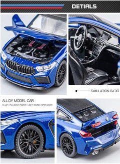 die cast 1:32 Compatible for BMW M8 Coupe Model Car Toy, Zinc Alloy Pull Back Toy car with Sound and Light for Kids & Adults (Blue)  - Image 3