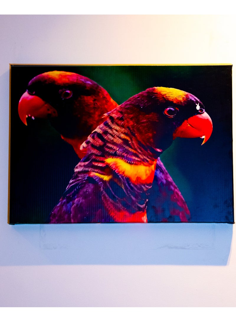 Vibrant Parrot duo Canvas Wall Frame - Image 1