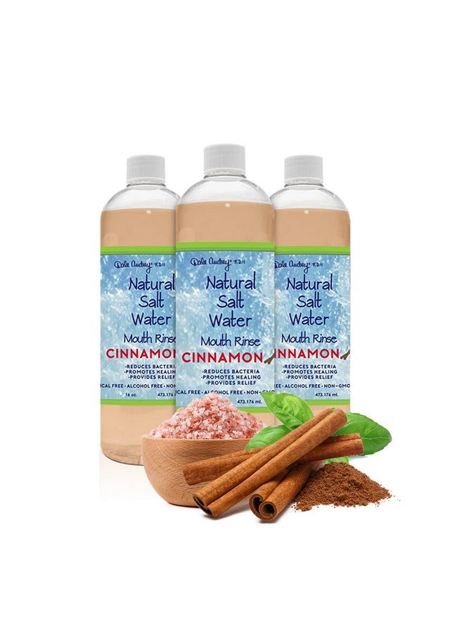 Dale Audrey - Natural Saltwater Mouth Rinse Himalayan Pink Salt Water Oral Rinse Organic Cinnamon Flavor Fluoride Free For Fresh Breath Mouthwash For Bad Breath (3 Pack16 Oz) - Image 1