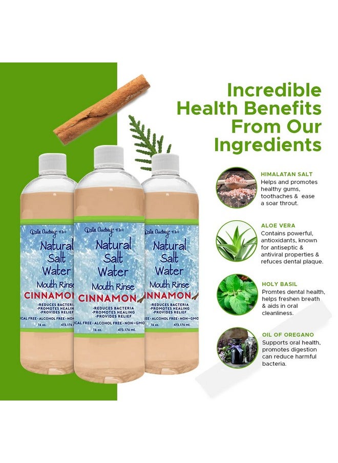 Dale Audrey - Natural Saltwater Mouth Rinse Himalayan Pink Salt Water Oral Rinse Organic Cinnamon Flavor Fluoride Free For Fresh Breath Mouthwash For Bad Breath (3 Pack16 Oz) - Image 1