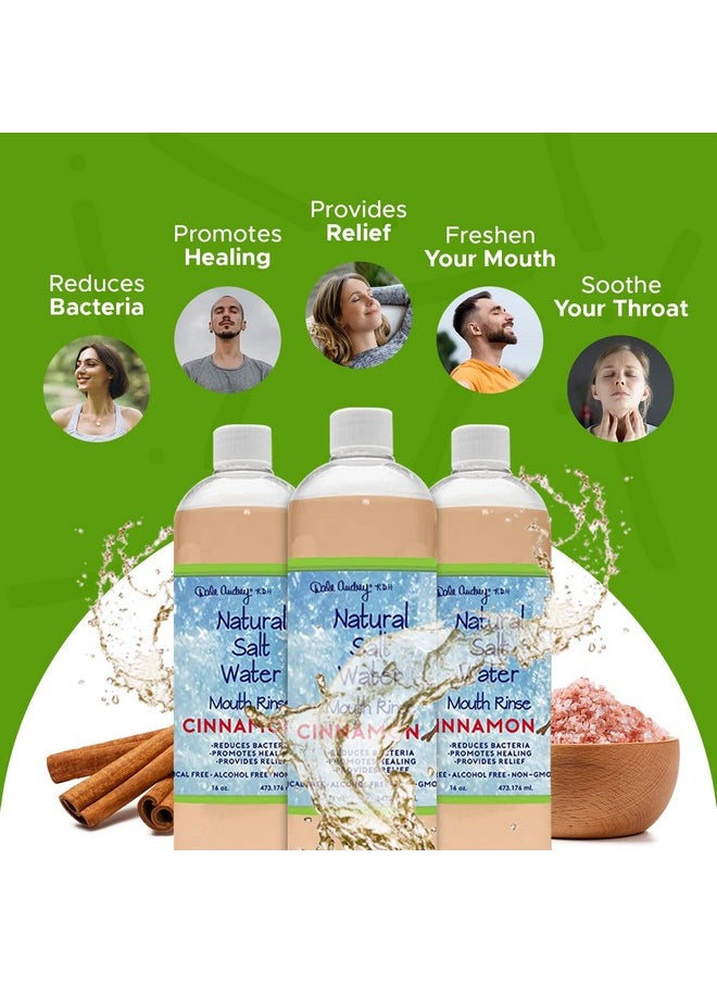 Dale Audrey - Natural Saltwater Mouth Rinse Himalayan Pink Salt Water Oral Rinse Organic Cinnamon Flavor Fluoride Free For Fresh Breath Mouthwash For Bad Breath (3 Pack16 Oz) - Image 1