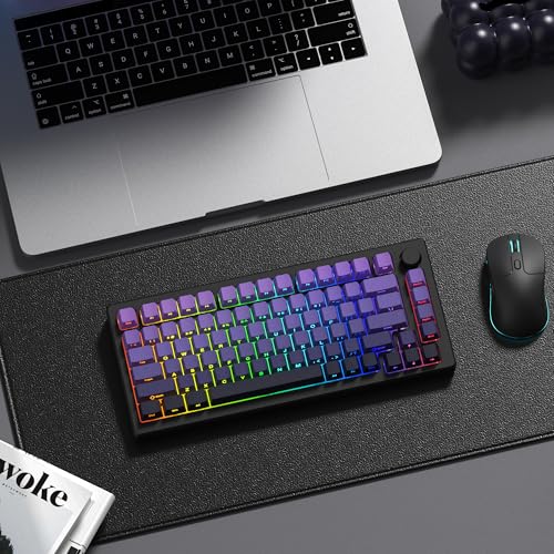 dagaladoo مجموعة مفاتيح داجالادو دبل شوت PBT، مفاتيح شفافة 60% 75%، مفاتيح لوحة مفاتيح بروفايل شيري، تدرج بنفسجي، مفتاح مطبوع من الجانب للوحات المفاتيح الميكانيكية للألعاب (136 مفتاح)  - Image 5