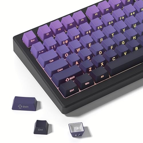 dagaladoo مجموعة مفاتيح داجالادو دبل شوت PBT، مفاتيح شفافة 60% 75%، مفاتيح لوحة مفاتيح بروفايل شيري، تدرج بنفسجي، مفتاح مطبوع من الجانب للوحات المفاتيح الميكانيكية للألعاب (136 مفتاح)  - Image 1