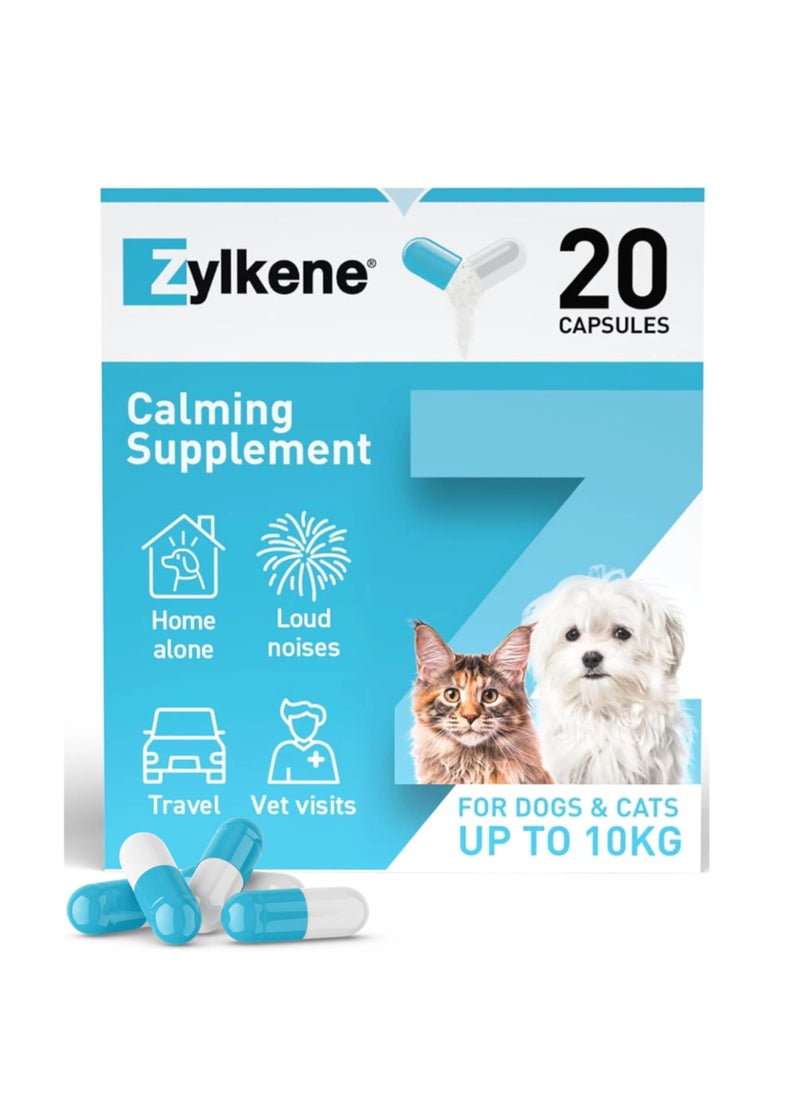 Vetoquinol Zylkene Calming Supplements For Cats And Dogs Up To 10kg 20 Capsules - Image 1