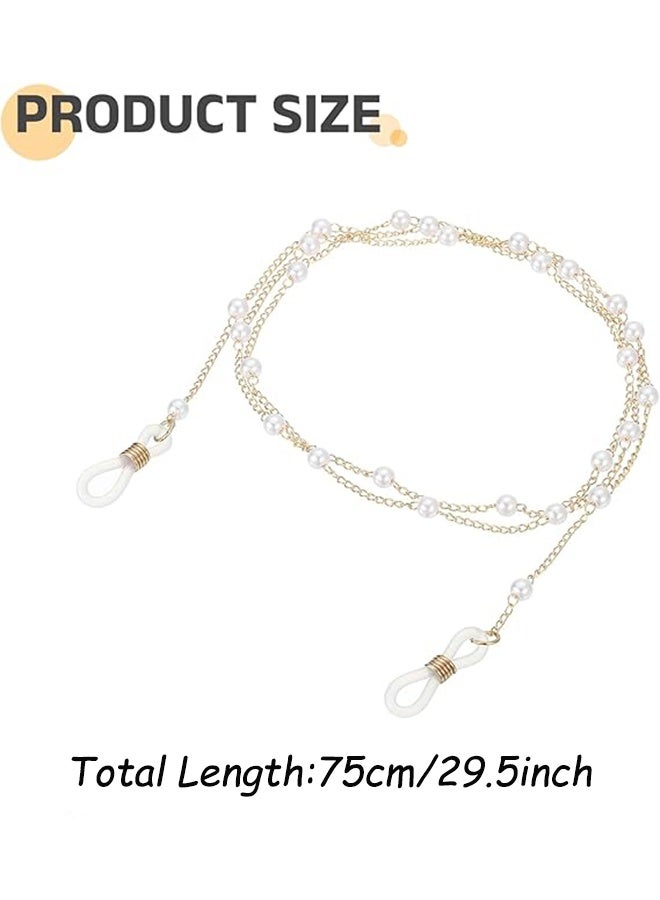 سلسلة نظارات من قطعتين مرصعة باللؤلؤ، سلسلة نظارات شمسية أنيقة، حبل نظارات القراءة، حامل نظارات، قلادة نظارات القراءة