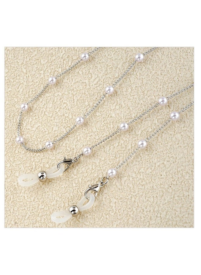 سلسلة نظارات من قطعتين مرصعة باللؤلؤ، سلسلة نظارات شمسية أنيقة، حبل نظارات القراءة، حامل نظارات، قلادة نظارات القراءة